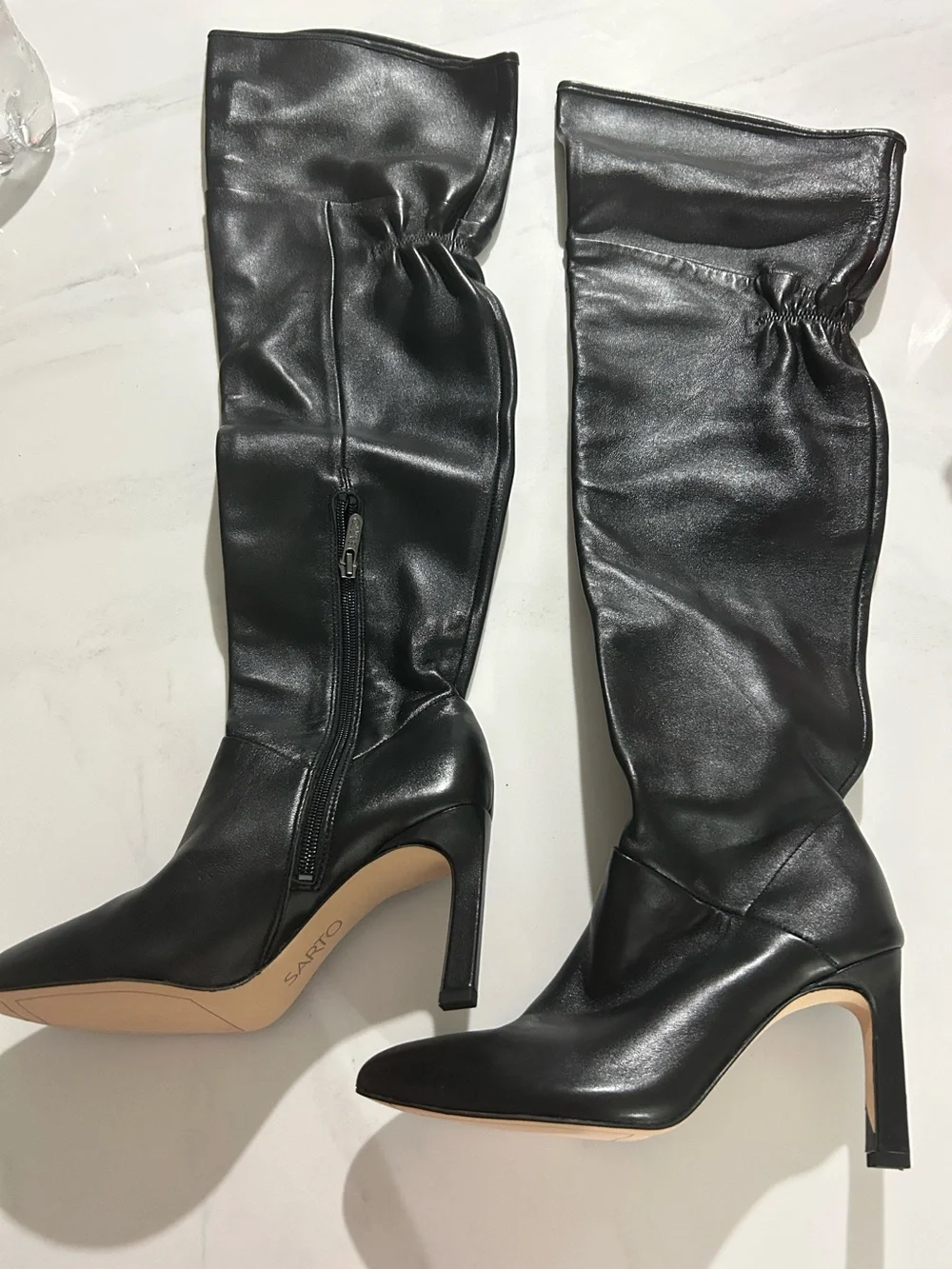 Franco Sarto Black Over-the-Knee Pointed-Toe Stiletto Boots